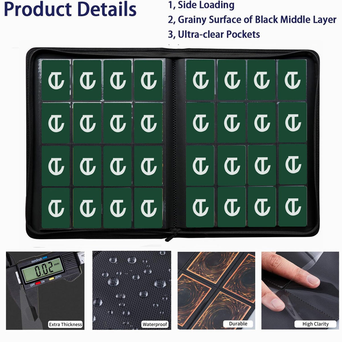 TCGCARDIUM 1660+ Pockets zipper closure seals out dust for daily use.