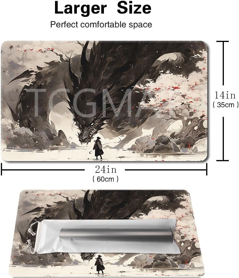 TCGMAT playmat with non-slip backing keeps cards in place during intense matches.