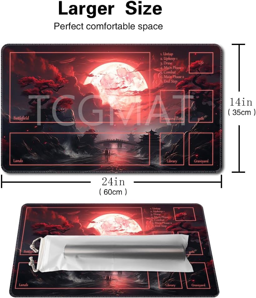 TCGMAT MTG Playmat with non-slip backing keeps the mat steady.