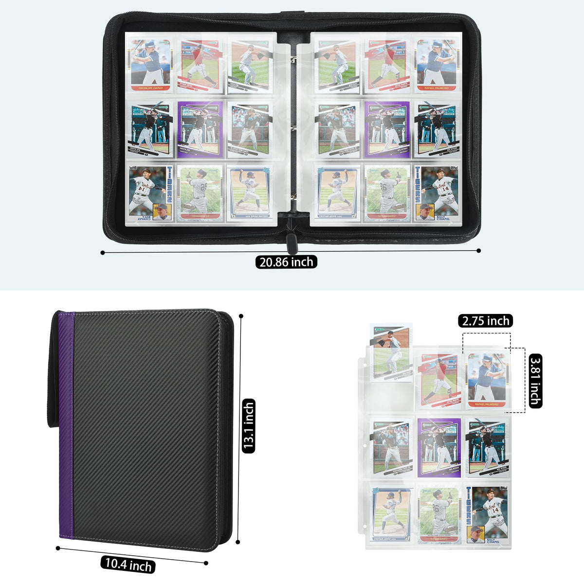 TCGUARD interior pages with 9-pocket sleeves for safe MTG and Yu-Gi-Oh cards.