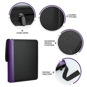 TCGUARD 9-pocket binder spine in purple for easy transport and access.