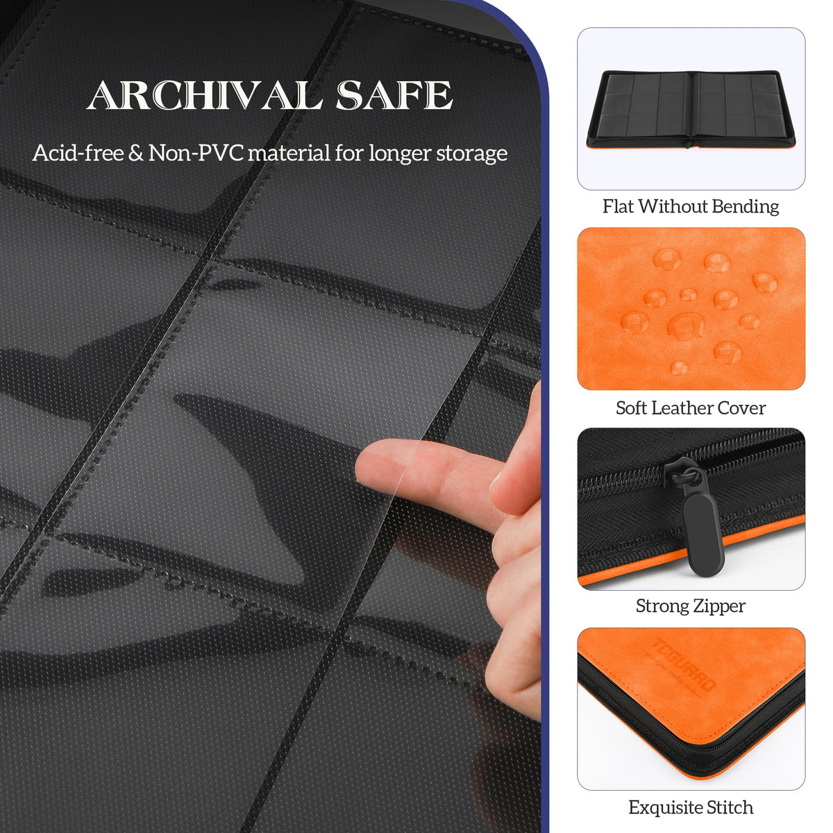 TCGUARD zipper closure keeps cards secure while traveling