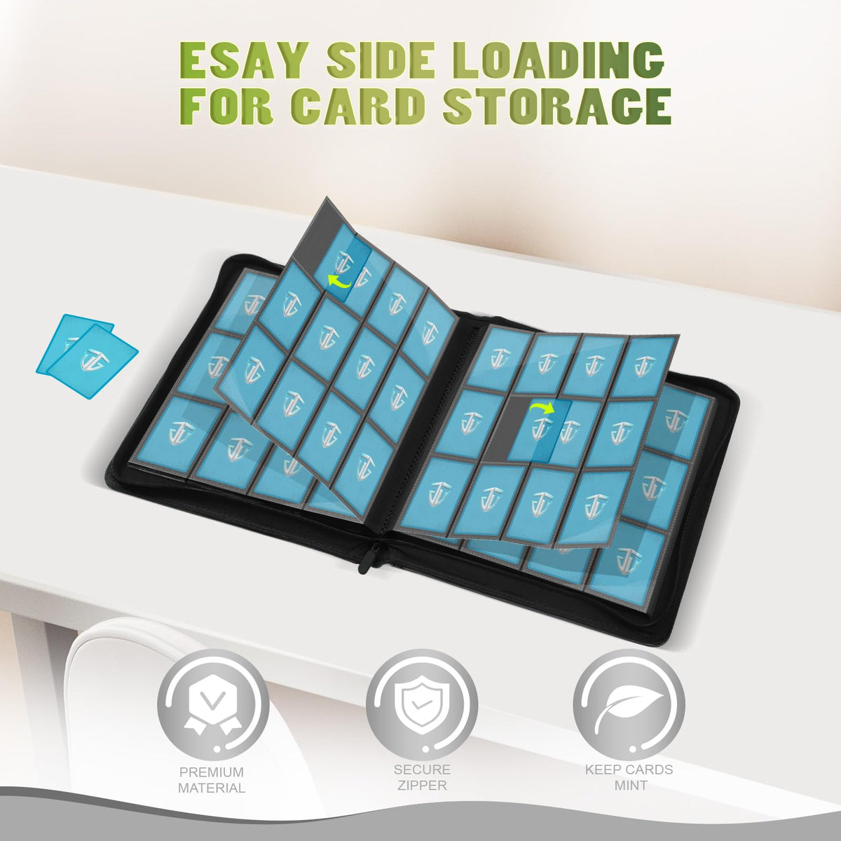 TCGUARD clear polypropylene pockets protect cards from fading and damage.