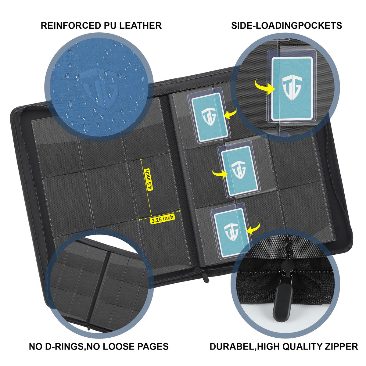 TCGUARD 9-pocket pages use acid-free materials for safe storage.