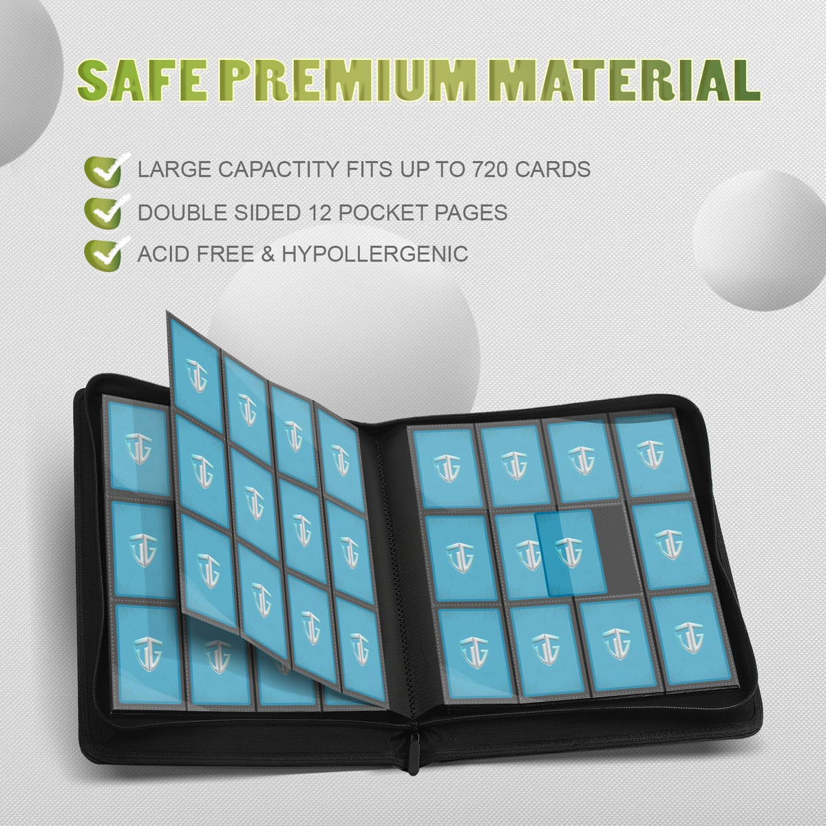 TCGUARD side-loading pocket open view for easy access without dropping cards.