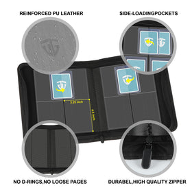 TCGUARD Toploader Binder 4 pocket pages with acid free double sided sleeves