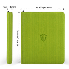 Nine-pocket layout of the binder secures 3x4 top loaders efficiently.