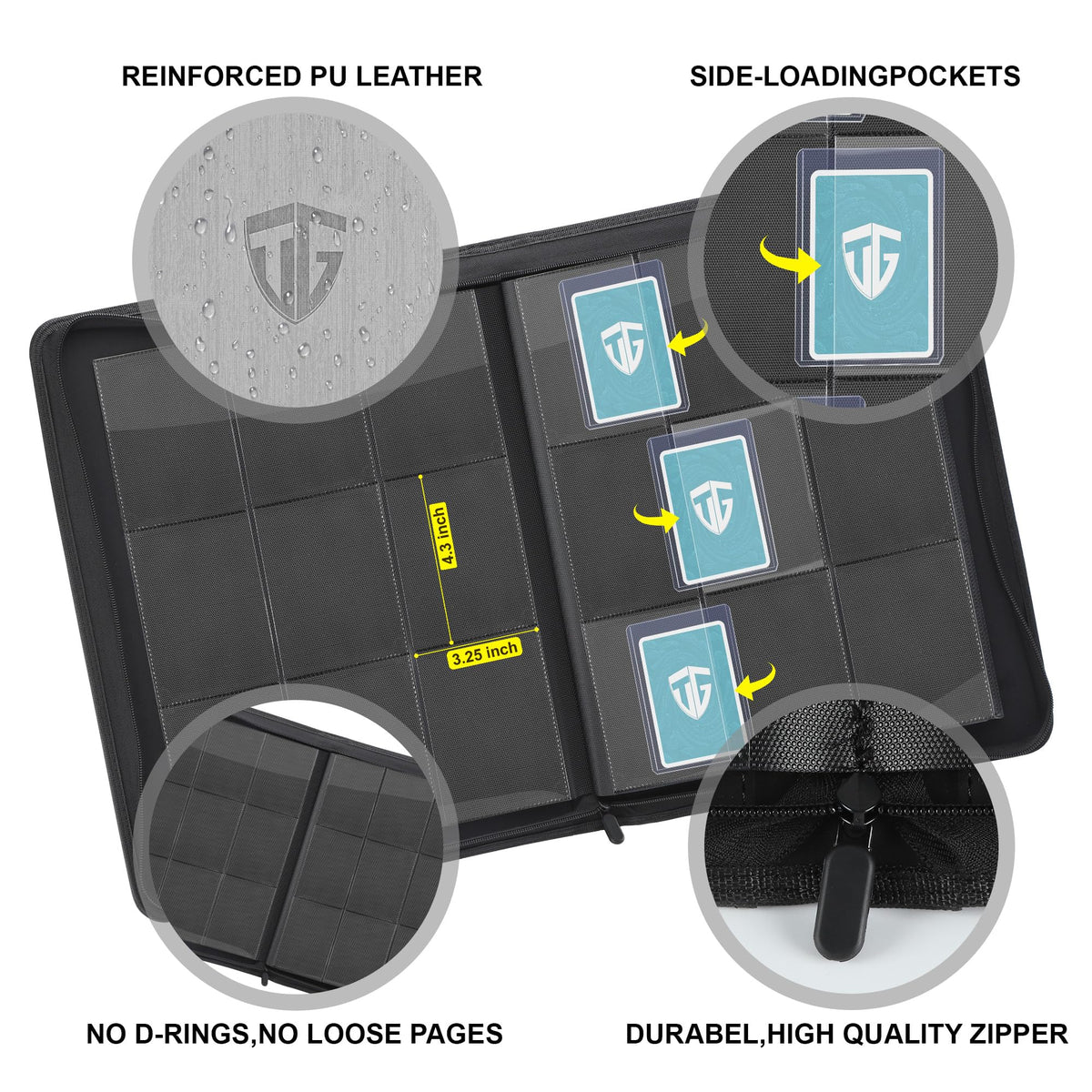 TCGUARD 9-pocket pages keep cards safe and accessible.
