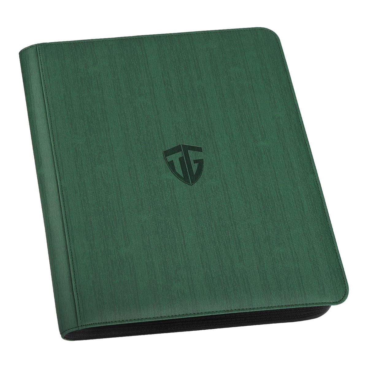 TCGUARD Toploader Binder dark green front view with shield design