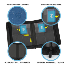 TCGUARD Toploader Binder inside-pages reveal double-pocket layout for organized collections.