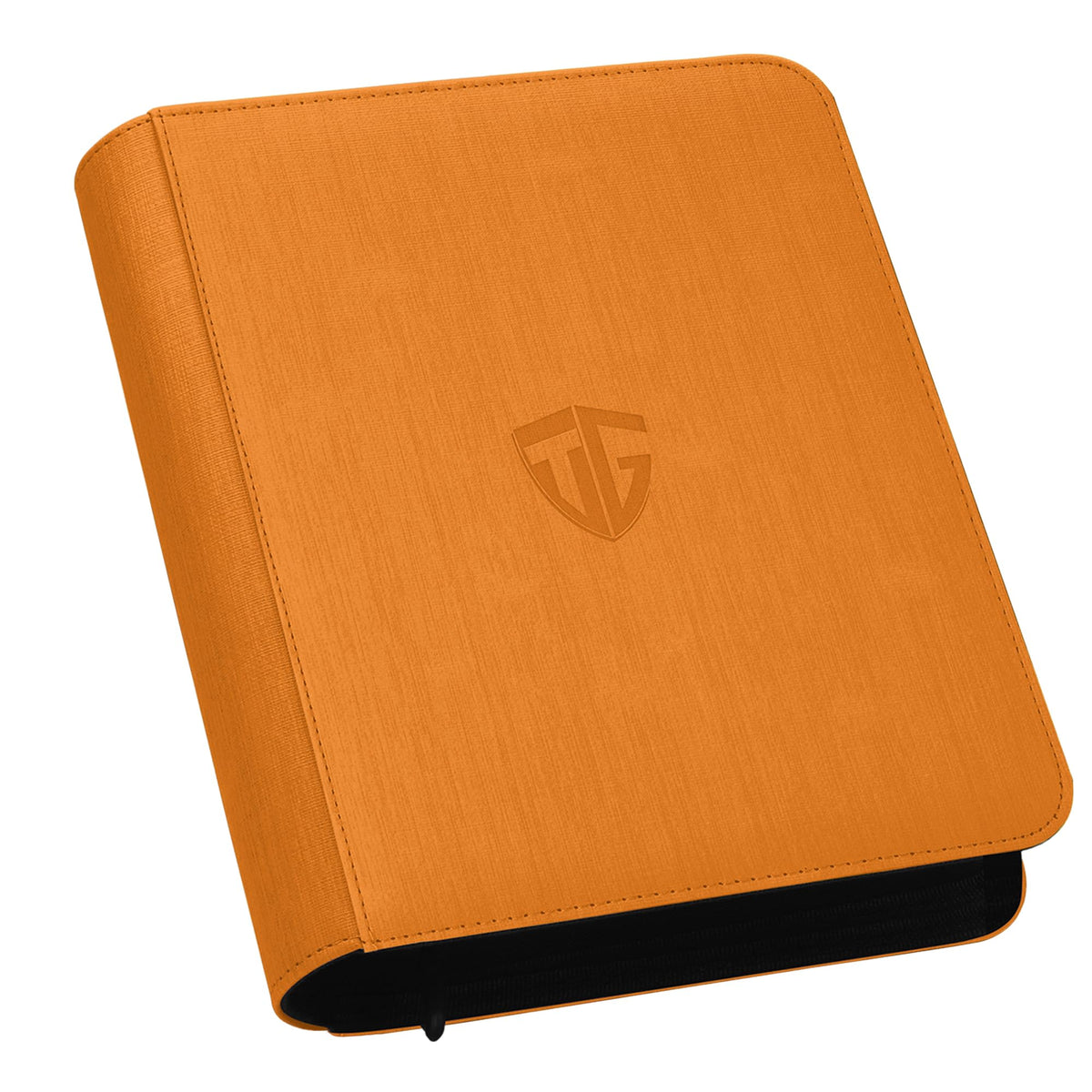 TCGUARD Toploader Binder open, showing 4-pocket pages for easy card viewing and organization.