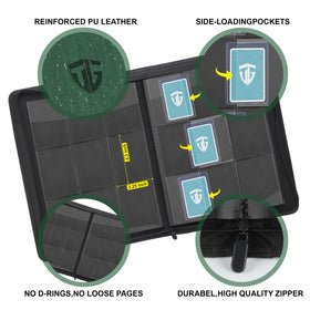 TCGUARD Toploader Binder open inside shows 216-card capacity