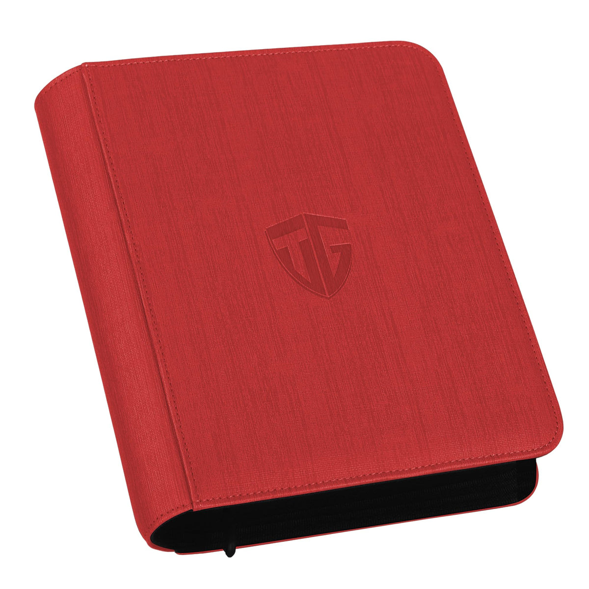 TCGUARD Toploader Binder Red front view showing a durable PU leather cover for card protection.