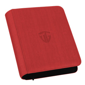 TCGUARD Toploader Binder Red front view showing a durable PU leather cover for card protection.