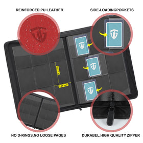TCGUARD Toploader Binder red interior with pockets for organized card sorting