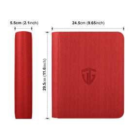 TCGUARD Toploader Binder Red open pages for quick access to your cards.