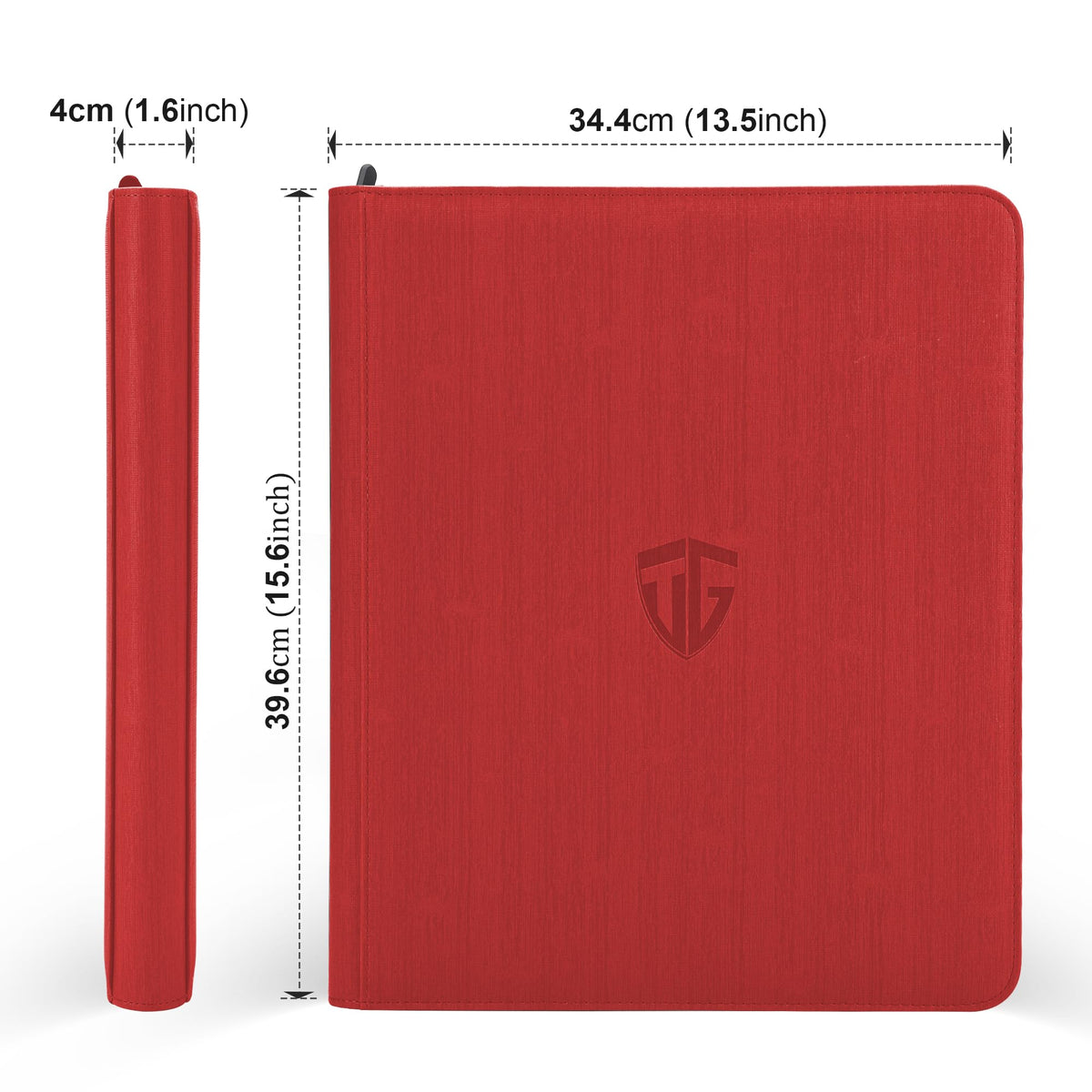 TCGUARD Toploader Binder red zipper closed shows secure access to 3x4 toploaders