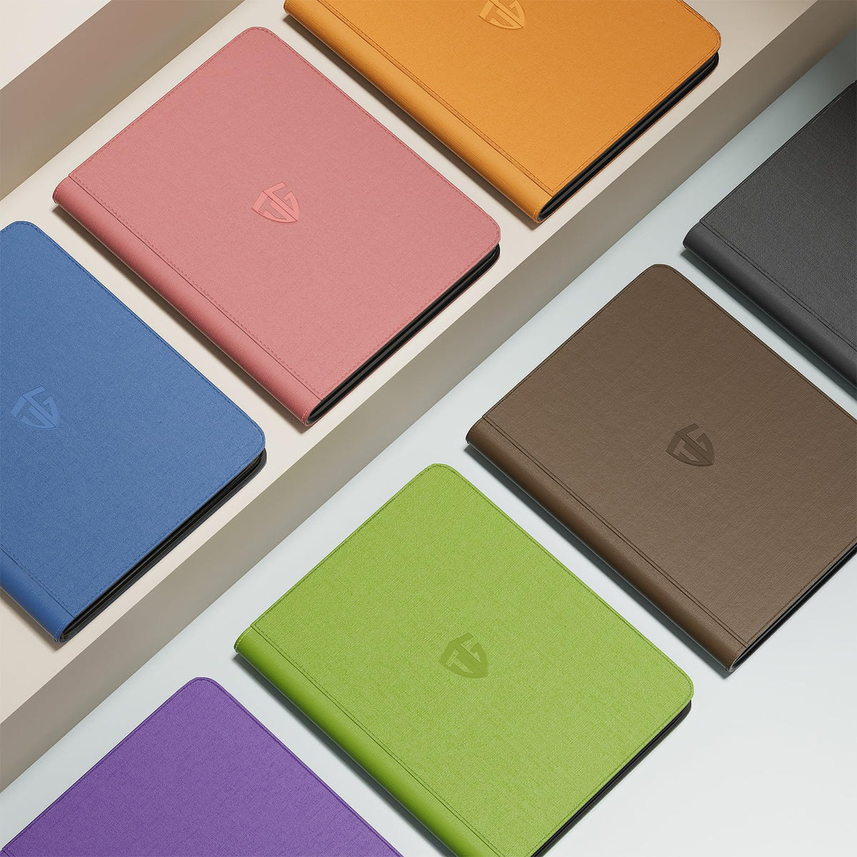 Rigid sleeves in the binder keep toploaders secure during storage.