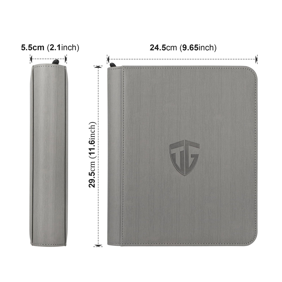TCGUARD Toploader Binder shield cover close up highlighting PU leather texture