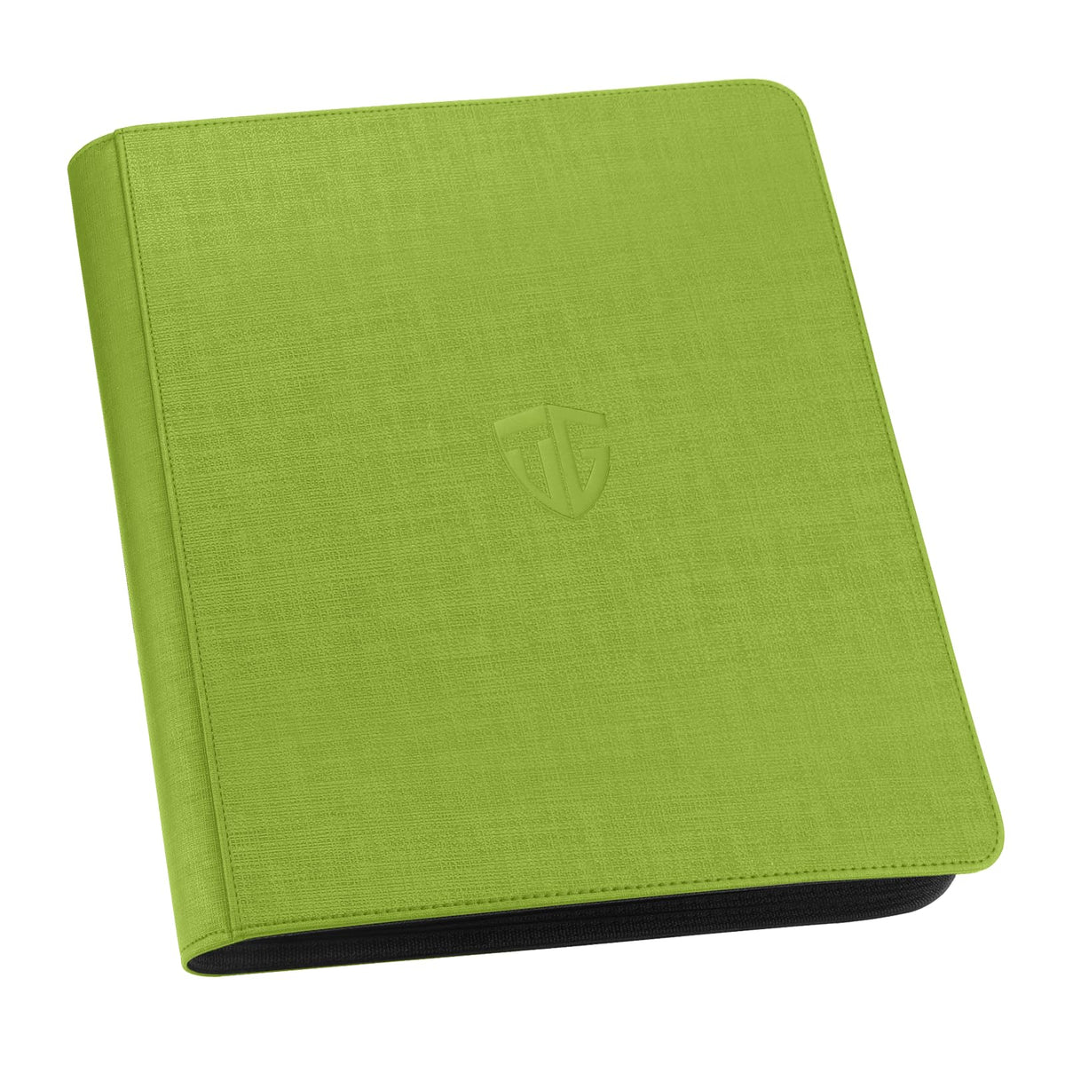 TCGUARD Toploader Binder opened to show shield design for easy browsing.