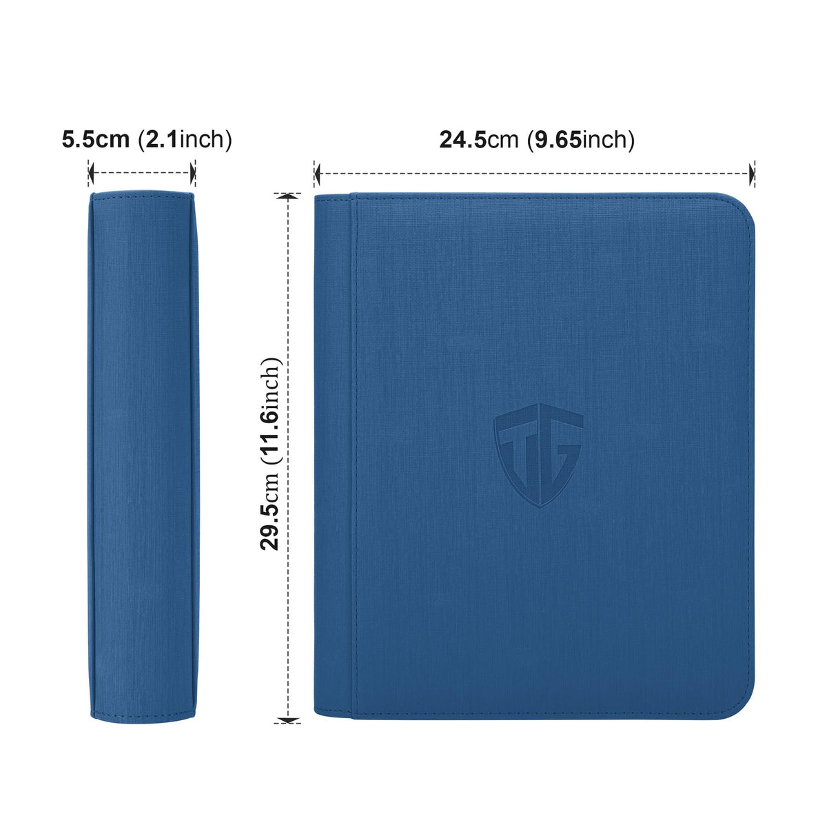 TCGUARD TopLoader Binder side view highlights durable PU leather and compact form.