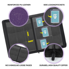 TCGUARD Toploader Binder textured PU leather cover emphasizes durability and style.