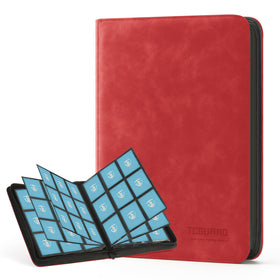 TCGUARD binder red front cover with premium PU leather for durable card storage.