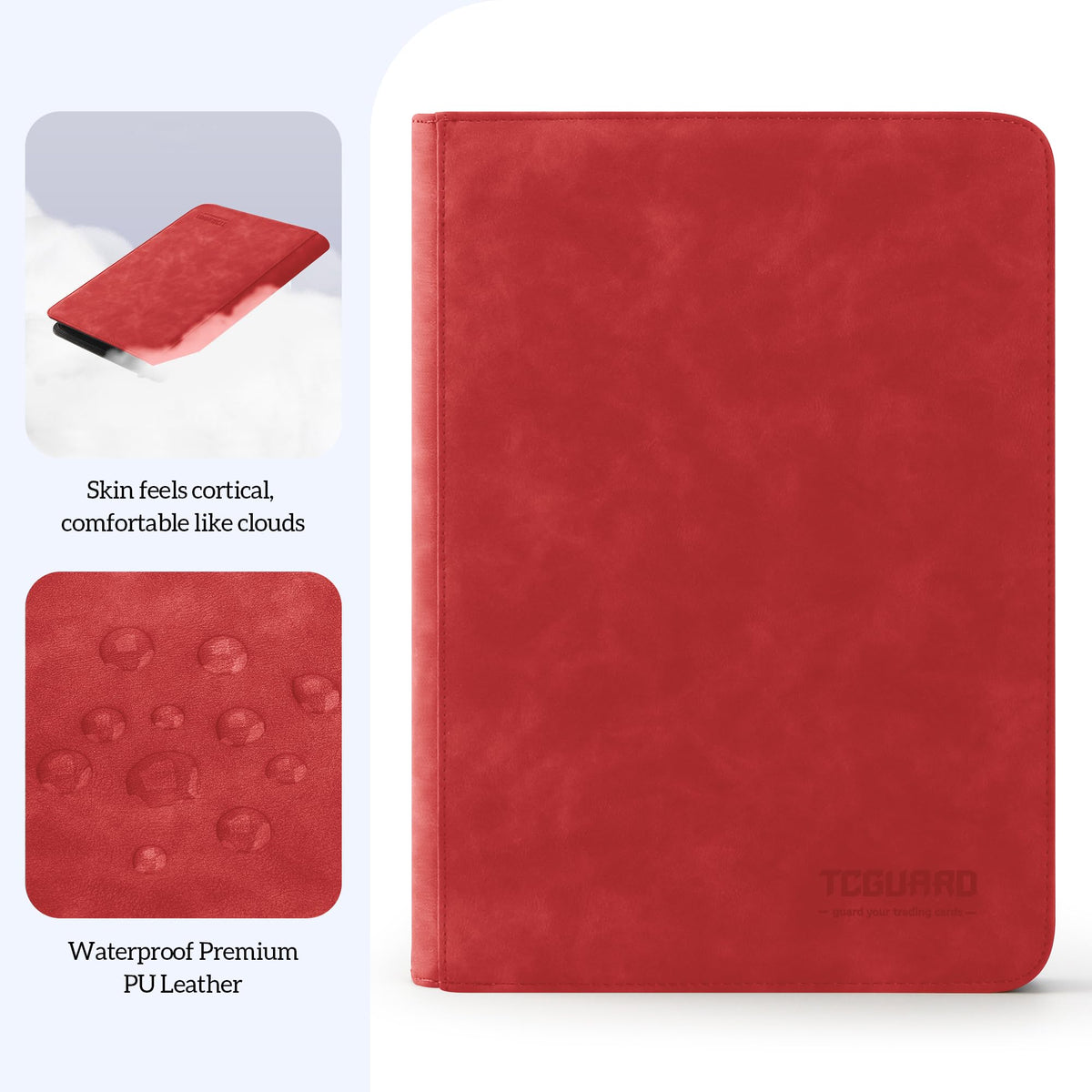 TCGUARD binder with side-loading pockets for easy card access during trades.