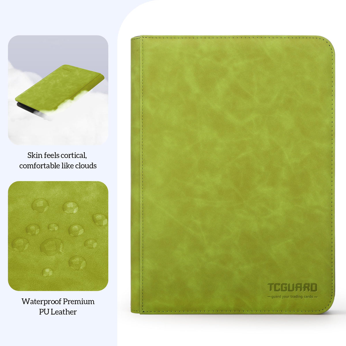 TCGUARD trading card binder side-loading pockets enable quick access.