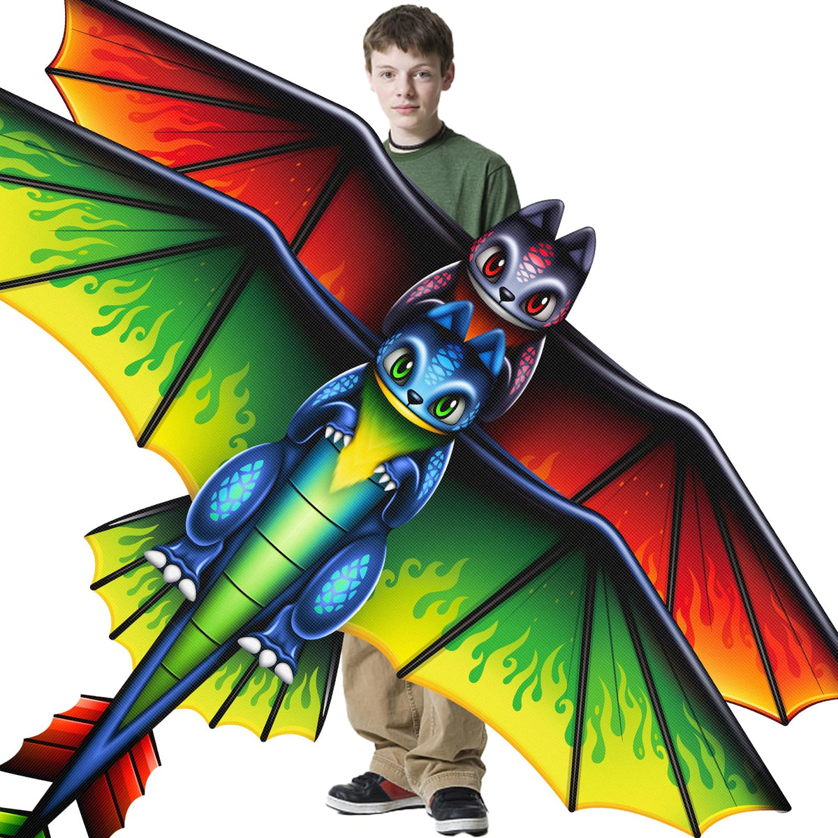 Tcvents 62inch red dragon kite in flight for family outdoor fun