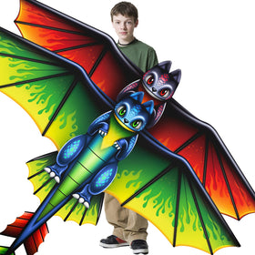 Tcvents 62inch red dragon kite in flight for family outdoor fun