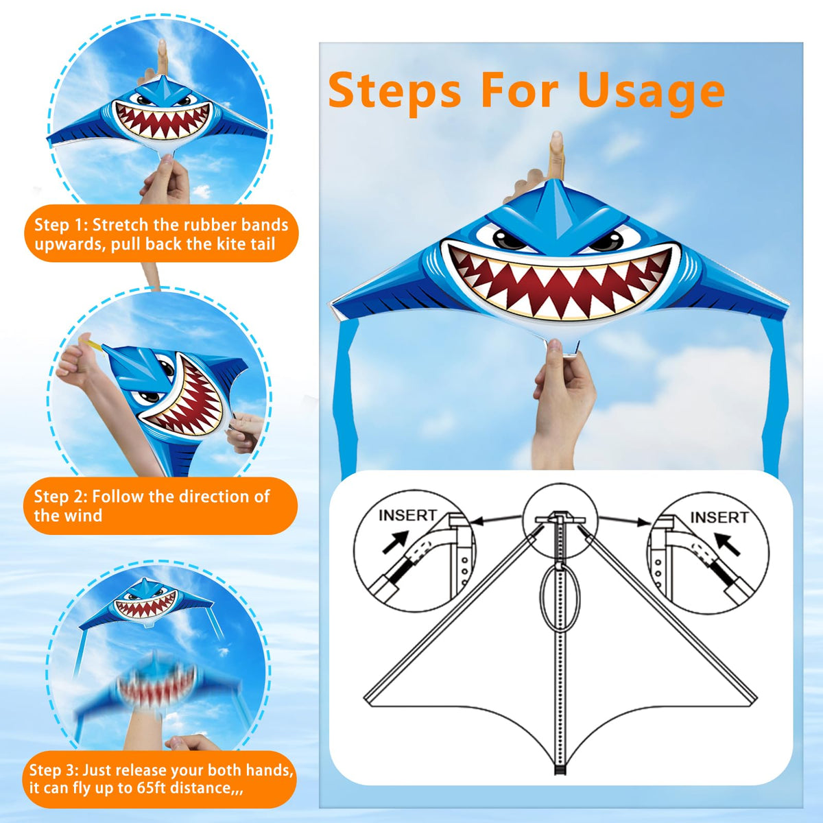 Tcvents durable fabric kites with reusable rubber bands for longevity