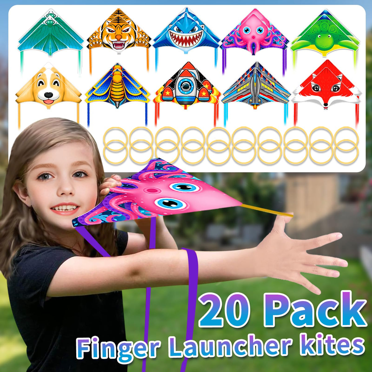 Tcvents mini kite with rubber-band launcher ready for fast outdoor fun