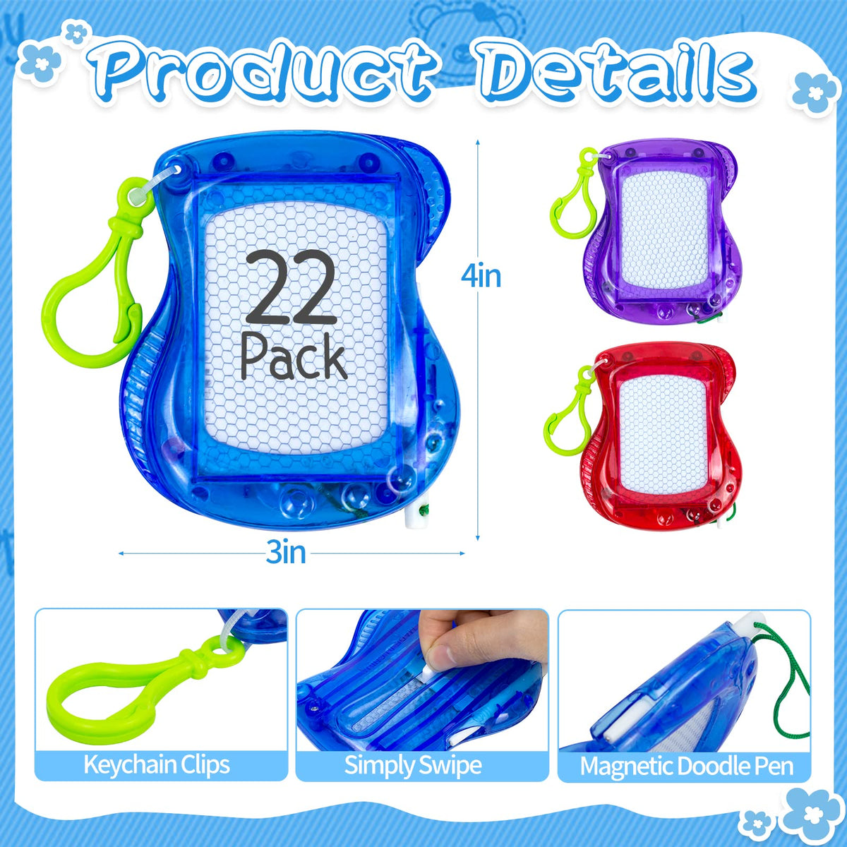 Tcvents mini drawing board with stylus rope for easy handling and doodling.