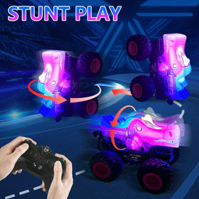 Tcvents monster truck with music and lighting modes for exciting stunts.