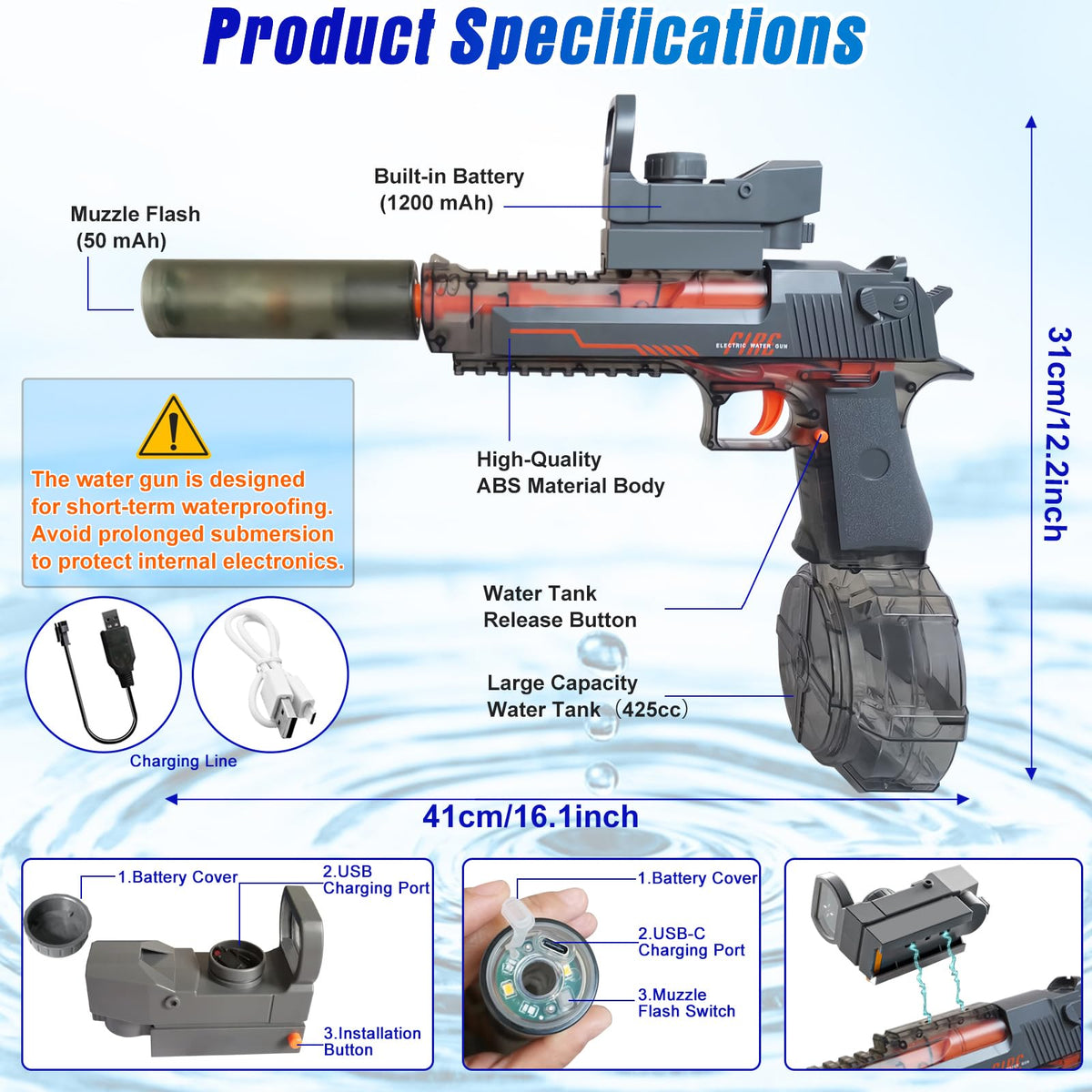 Tcxomino 425cc detachable tank reduces refills during outdoor battles.