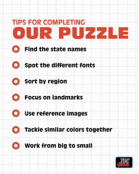 TDC Games US Map Puzzle close-up of 48 states details for immersive learning