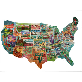 TDC Games US Map Puzzle completed on wall art, ideal for educational home decor