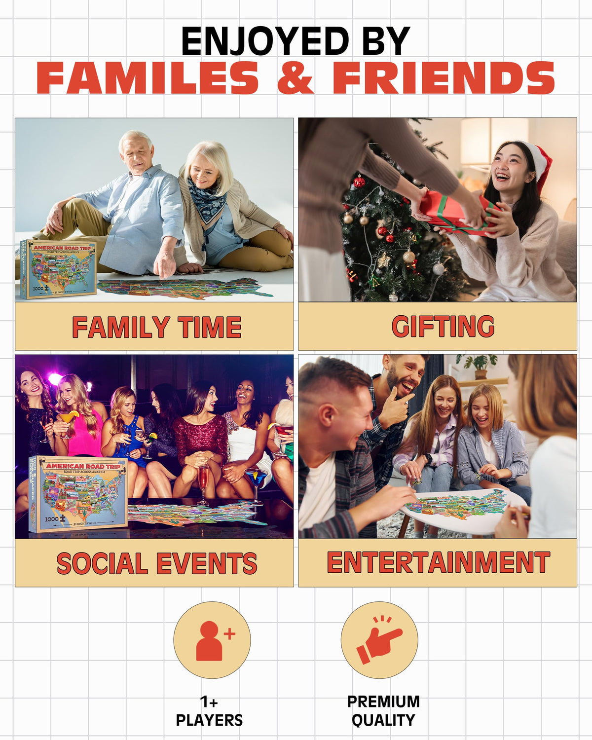 TDC Games US Map Puzzle during family game night encourages teamwork and fun