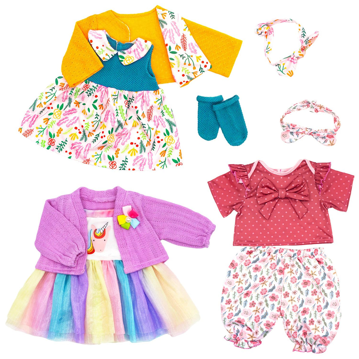 TDDS9 20-22 inch doll clothes dress and coat set for creative play.