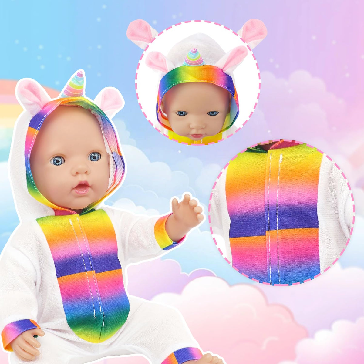 TDDS9 black and white cow jumpsuit for 14-18 inch dolls, versatile dress-up option.