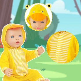 TDDS9 brown giraffe jumpsuit for 14-18 inch dolls, inviting imaginative wildlife play.