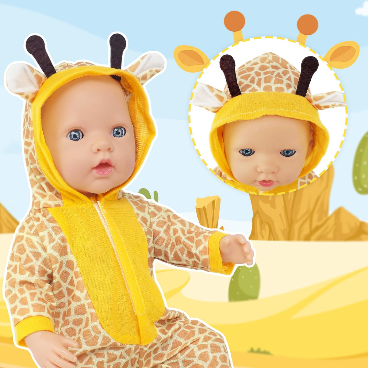 TDDS9 yellow duck jumpsuit for 14-18 inch dolls, bright and playful.
