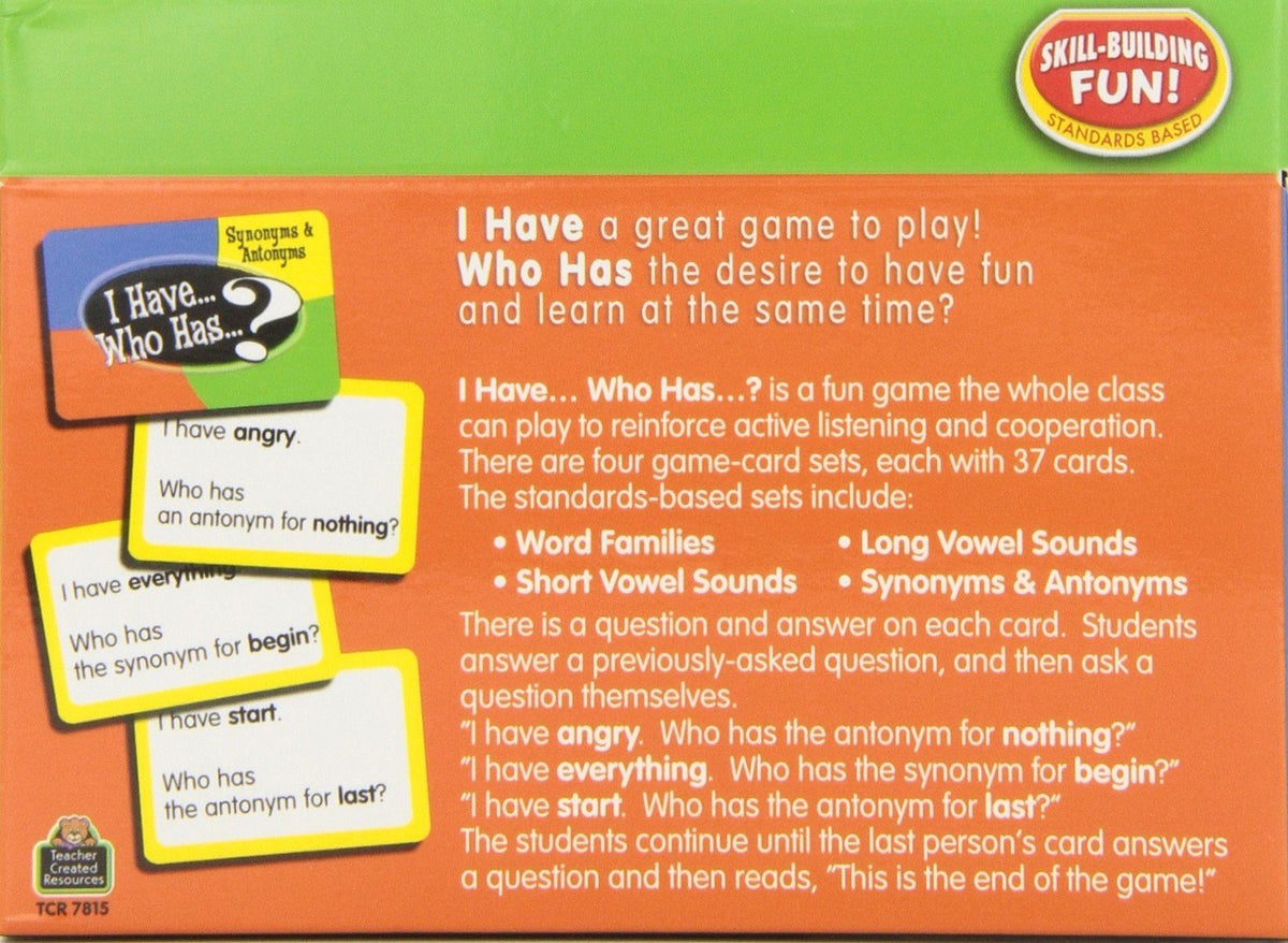Teacher Created Resources four sets of 37 language arts cards provide varied challenges