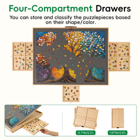 TEAKMAMA Puzzle Table folding legs offering space saving storage