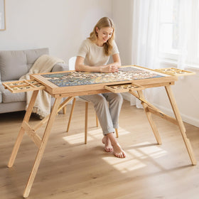 TEAKMAMA puzzle table legs and drawers for stable piece sorting