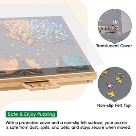 TEAKMAMA Puzzle Table protective cover shields pieces from spills