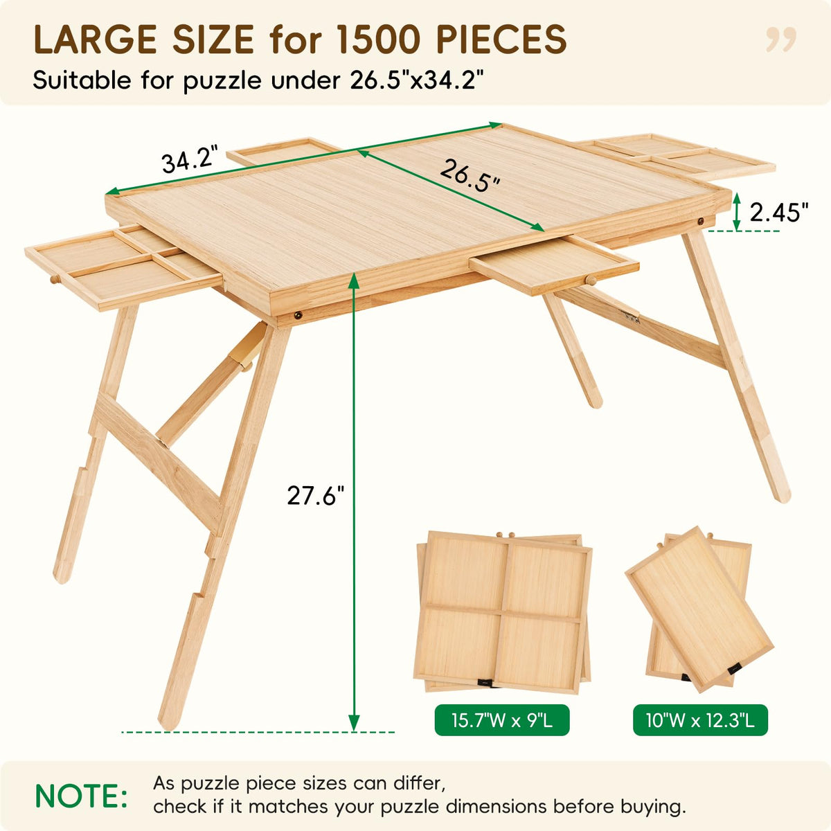 TEAKMAMA puzzle table removable cover protects puzzle during moves