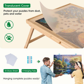 TEAKMAMA puzzle table storage capacity holds two 1500-piece puzzles