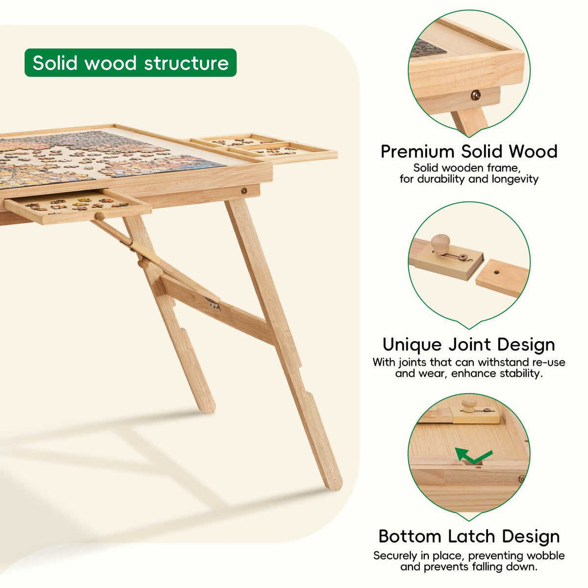 TEAKMAMA puzzle table thick plywood construction for durability